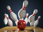 A bowling ball gets a strike. A bowling ball gets a strike.