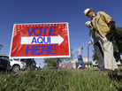 Voters leave the Old Blanco Courthouse in Blanco, Texas, after casting their ballots in November 2012. Democrats hope demographics and a new organizational push give them a brighter future in Texas. Voters leave the Old Blanco Courthouse in Blanco, Texas, after casting their ballots in November 2012. Democrats hope demographics and a new organizational push give them a brighter future in Texas.