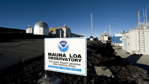 Carbon dioxide readings at the Mauna Loa Observatory in Hawaii have reached what atmospheric scientist Ralph Keeling calls a "psychological threshold" of 400 parts per million. The amount of carbon dioxide in the atmosphere has been steadily increasing since near-constant measurements began at the observatory in 1958.