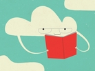 Illustration of a cloud reading a book. Illustration of a cloud reading a book.