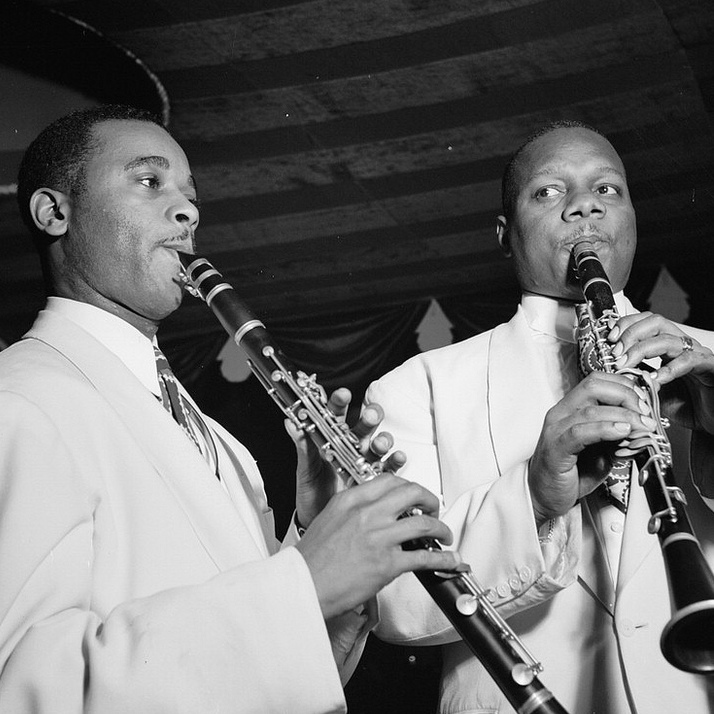 Jimmy Hamilton (left) and Harry Carney were among the reedmen who played clarinet for the Duke Ellington Orchestra.