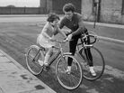 British cyclist Beryl Burton with her daughter Denise in March 1963. Mother and daughter later raced together in the 1972 world championships. British cyclist Beryl Burton with her daughter Denise in March 1963. Mother and daughter later raced together in the 1972 world championships.