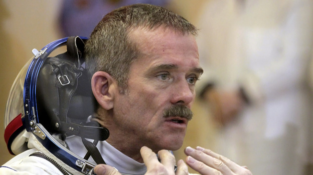Commander Chris Hadfield discovered the leaking ammonia on Thursday. (Associated Press)