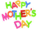 "Happy Mother's Day" in bright, colored letters on a white background.