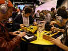 Attendees at the 2012 show of the National Association of Music Merchants. MIDI was first demonstrated at the NAMM show in 1983; today, it's built into most of the gear at the show.