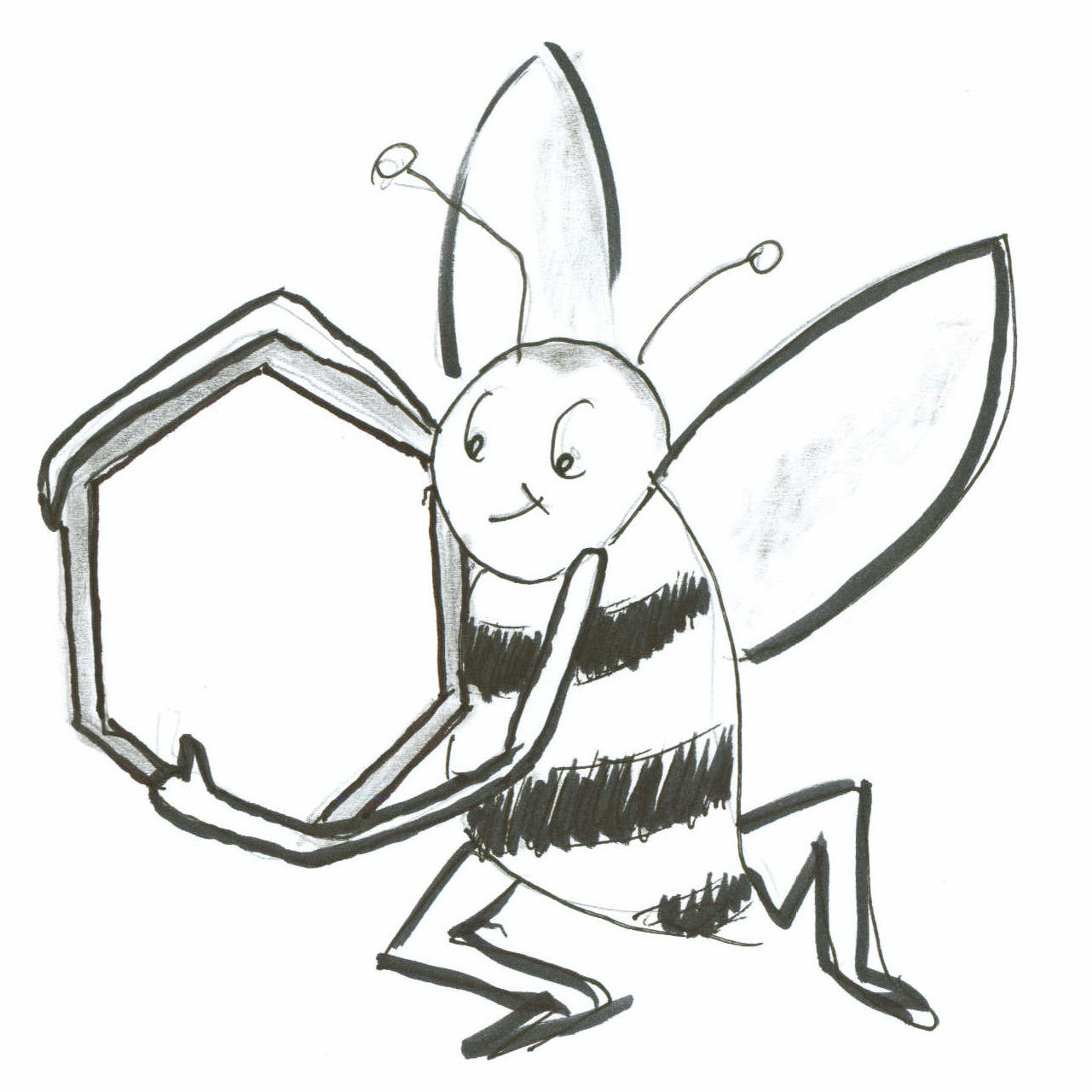 Bee with hexagon