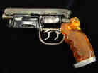 There's always a girl and there's always a gun: the Hero-Blaster used by Harrison Ford's character in the movie Blade Runner. The gun was up for auction in 2009. There's always a girl and there's always a gun: the Hero-Blaster used by Harrison Ford's character in the movie Blade Runner. The gun was up for auction in 2009.