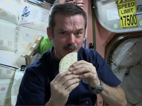 During his five-month space station stint, the astronaut showed us what it's like to eat in orbit. During his five-month space station stint, the astronaut showed us what it's like to eat in orbit.