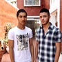 Tarik al-Nakib (left) says Gaza Strip police officers picked him up on the street and forced him to get his hair cut recently. He's growing it out again in a style similar to that of his friend Mohammad Abu Ramadan. Tarik al-Nakib (left) says Gaza Strip police officers picked him up on the street and forced him to get his hair cut recently. He's growing it out again in a style similar to that of his friend Mohammad Abu Ramadan.