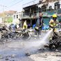 The scene Thursday in Kabul, Afghanistan, after a suicide bomber attacked a NATO convoy. The scene Thursday in Kabul, Afghanistan, after a suicide bomber attacked a NATO convoy.