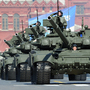 A column of Russia's T-90 tanks rumbles over the cobblestones in Moscow's Red Square on May 9 during the country's Victory Day parade celebrating the anniversary of its costly victory over Nazi Germany in World War II.