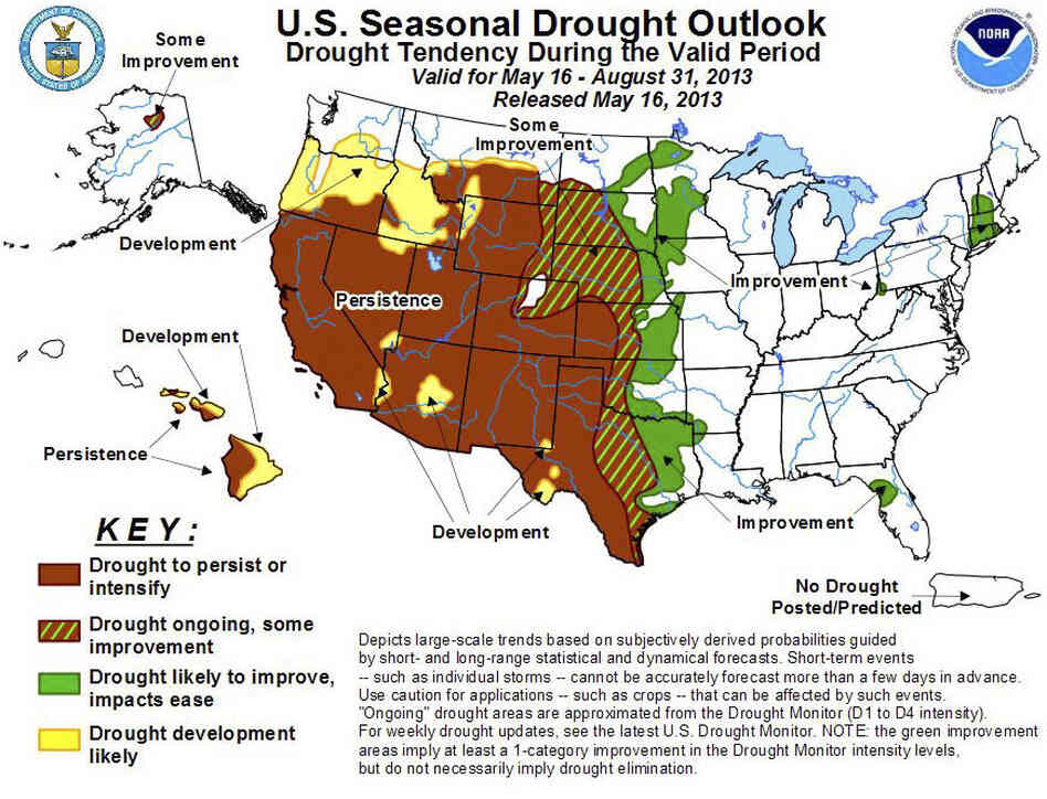 Forecasters are predicting better rainfall for the East and Midwest, but in parts of the West, drought conditions are expected to persist. Forecasters are predicting better rainfall for the East and Midwest, but in parts of the West, drought conditions are expected to persist.
