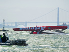 The Artemis Racing AC72 catamaran lies capsized after a training sail in San Francisco Bay on May 9. The Artemis Racing AC72 catamaran lies capsized after a training sail in San Francisco Bay on May 9.