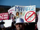 Opponents of same-sex marriage participate in the March for Marriage in Washington, D.C., on March 26, as the Supreme Court hears arguments on California's Proposition 8 ban on same-sex marriage. Opponents of same-sex marriage participate in the March for Marriage in Washington, D.C., on March 26, as the Supreme Court hears arguments on California's Proposition 8 ban on same-sex marriage.