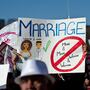 Opponents of same-sex marriage participate in the March for Marriage in Washington, D.C., on March 26, as the Supreme Court hears arguments on California's Proposition 8 ban on same-sex marriage.