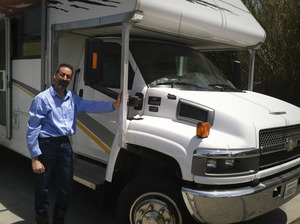 Ira Leifer, next to an RV he has outfitted with methane sensors and other equipment to sniff the air. Ira Leifer, next to an RV he has outfitted with methane sensors and other equipment to sniff the air.