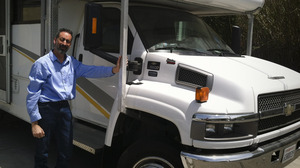 Ira Leifer, next to an RV he has outfitted with methane sensors and other equipment to sniff the air. Ira Leifer, next to an RV he has outfitted with methane sensors and other equipment to sniff the air.