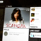 Kerry Washington from ABC's Scandal is shown on a TV monitor as an iPad displays the show page. Kerry Washington from ABC's Scandal is shown on a TV monitor as an iPad displays the show page.