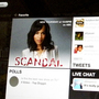 Kerry Washington from ABC's Scandal is shown on a TV monitor as an iPad displays the show page.