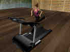 A player avatar runs on a treadmill in the virtual world of Second Life. Researchers used the online game to see if it could help people maintain weight loss habits in the real world.