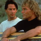 Actors Keanu Reeves and Patrick Swayze in Kathryn Bigelow's 1991 action film, Point Break.