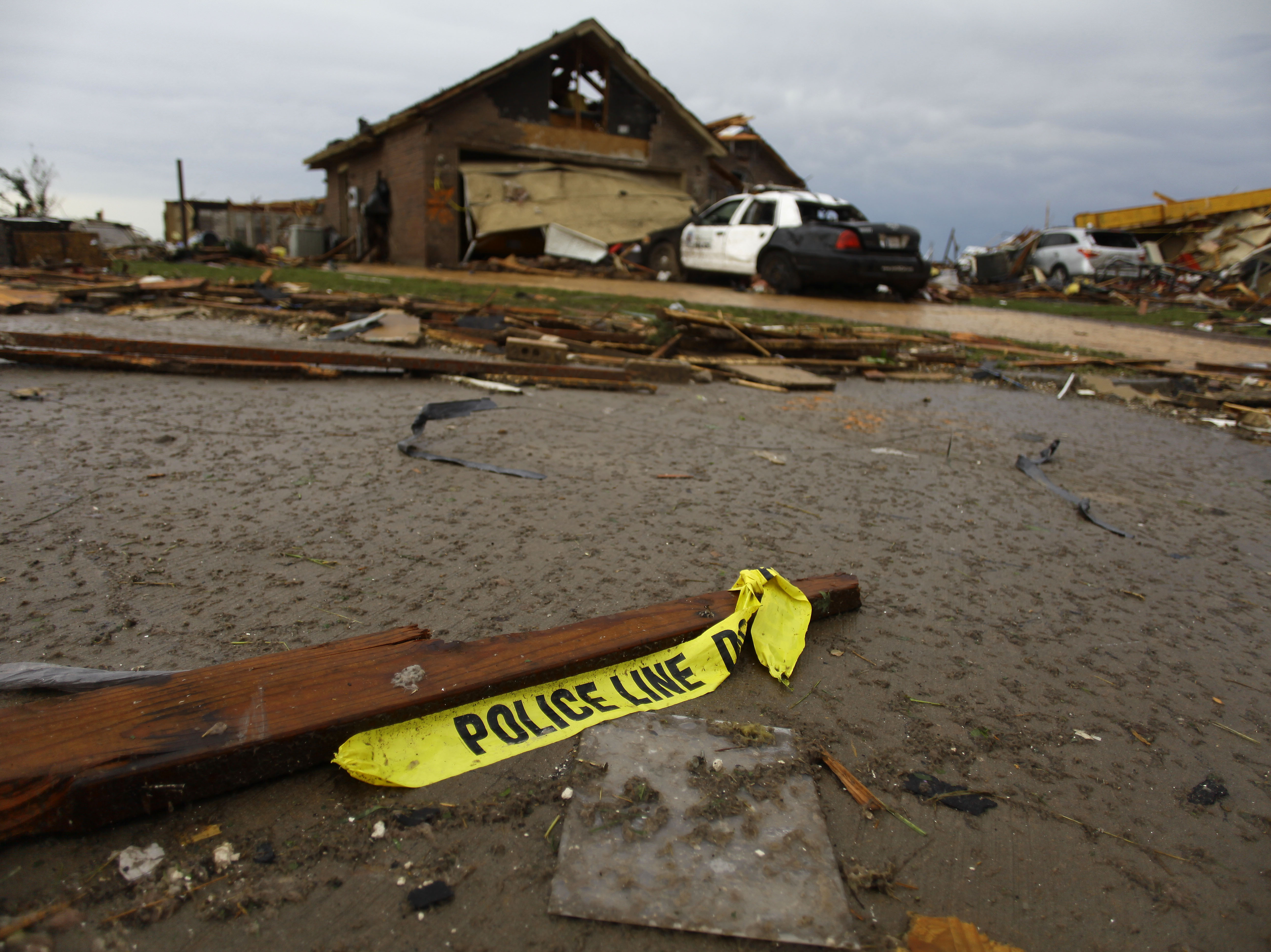 A heavily damaged home in Moore on Monday. Chances are, it doesn't have a basement.