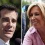 Los Angeles mayoral candidates Eric Garcetti and Wendy Greuel.