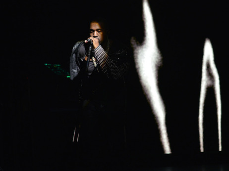 Kanye West performing "Black Skinhead" on Saturday Night Live last weekend.
