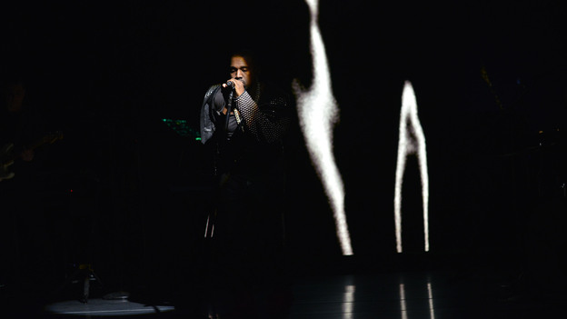 Kanye West performing "Black Skinhead" on Saturday Night Live last weekend.