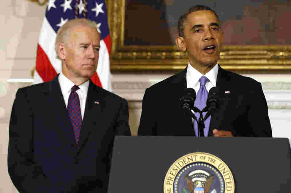 President Obama speaks next to Vice President Biden at the White House about the devastating tornadoes and severe weather impacting Oklahoma. Obama promised to make available government resources to help rescue and recovery efforts.