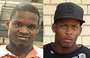 (left) Akein Scott shown here at booking in a photo provided by Orleans Parish Criminal Sheriffs Office on May 16, 2013. (right) Shawn Scott 24, is led out of the New Orleans 5th District Police Station, Thursday, May 16, 2013 in New Orleans.