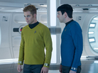 Chris Pine and Zachary Quinto in Star Trek Into Darkness. Chris Pine and Zachary Quinto in Star Trek Into Darkness.