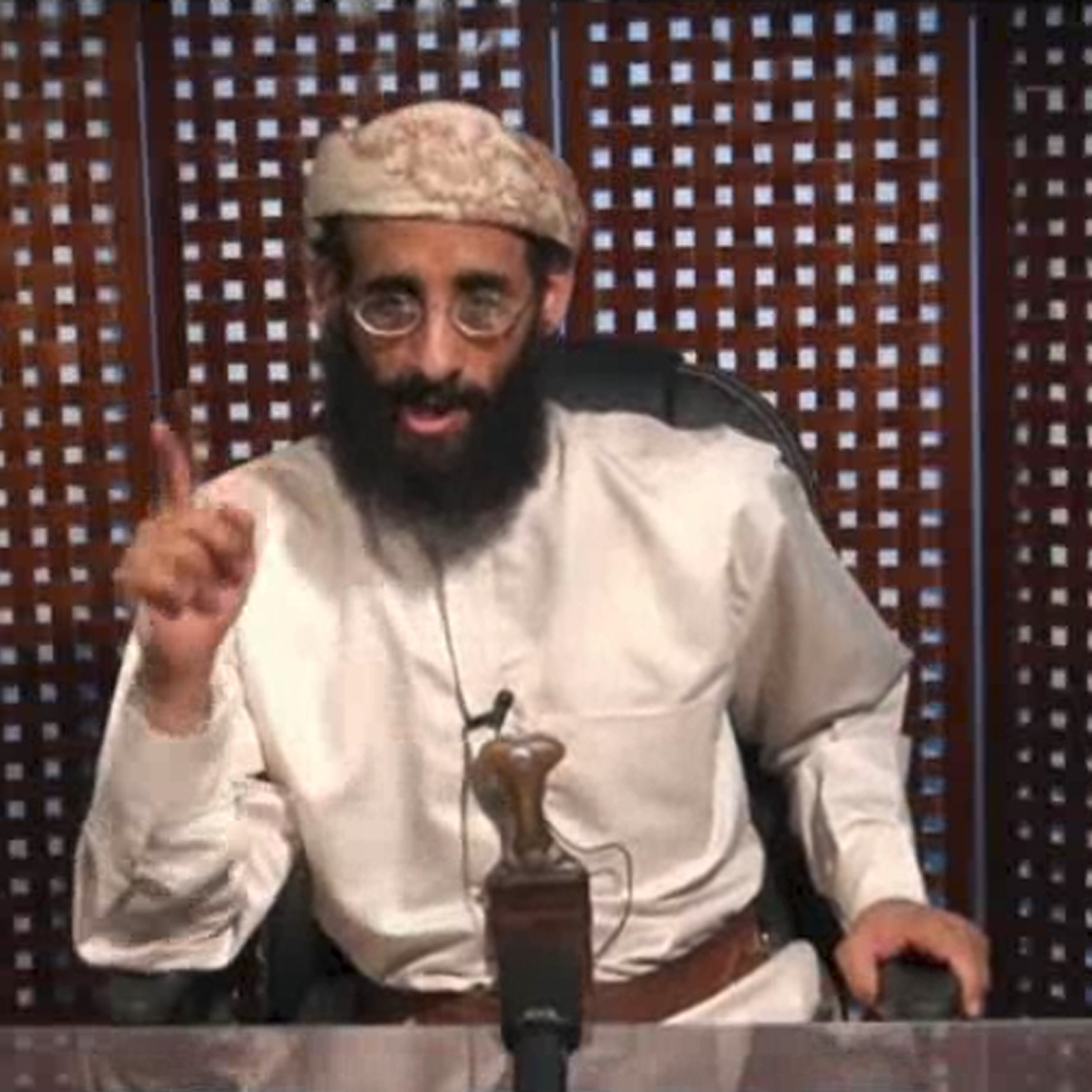 A Nov. 2010 file image of Anwar al-Awlaki taken from video and released by SITE Intelligence Group.