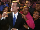 Incoming Los Angeles Mayor Eric Garcetti as he celebrated with supporters late Tuesday in Hollywood. Incoming Los Angeles Mayor Eric Garcetti as he celebrated with supporters late Tuesday in Hollywood.
