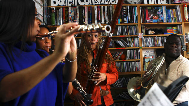 Imani Winds performs a Tiny Desk Concert in February 2013. (NPR)