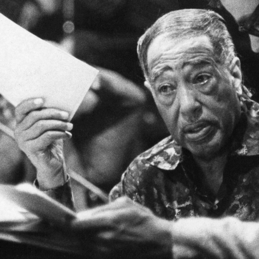Duke Ellington rehearses for a 1973 concert in London's Westminster Abbey.