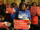 Protesters of Chicago Mayor Rahm Emmanuel's plan to close dozens of city schools rally in the Capitol rotunda in Springfield, Ill., on Wednesday. The Chicago Board of Education voted to close 50 schools. Protesters of Chicago Mayor Rahm Emmanuel's plan to close dozens of city schools rally in the Capitol rotunda in Springfield, Ill., on Wednesday. The Chicago Board of Education voted to close 50 schools.