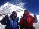 A photo from May 22 shows Yuichiro Miura, 80, right, and his son, Gota at their South Col camp at 26,247 feet during their climb to the top of Mount Everest. Miura became the oldest man to reach the peak.