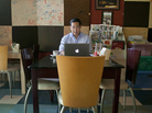 Nay Aung, founder of Oway, a tech startup in Yangon, Myanmar, sits in Taste Cafe, which served as his unofficial office for his first few months in the country. He had to start his business here because it was one of the few places with a stabile Internet connection. Nay Aung, founder of Oway, a tech startup in Yangon, Myanmar, sits in Taste Cafe, which served as his unofficial office for his first few months in the country. He had to start his business here because it was one of the few places with a stabile Internet connection.