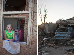 Sara Hock, 11, poses for a portrait in her bedroom window. Sarah was at school during the tornado, while her father, Brian Hock, took shelter. Sara Hock, 11, poses for a portrait in her bedroom window. Sarah was at school during the tornado, while her father, Brian Hock, took shelter.
