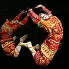 An image from the 2013 production of Le Sacre du Printemps by the Joffrey Ballet, Chicago, reflects the hard jumps and stamps of Vaslav Nijinsky's original choreography. An image from the 2013 production of Le Sacre du Printemps by the Joffrey Ballet, Chicago, reflects the hard jumps and stamps of Vaslav Nijinsky's original choreography.