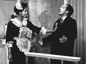 Actress Marla Gibbs (as maid Florence Johnston) and actor Sherman Hemsley (as her boss, George Jefferson), appear together in the "Mr. Piano Man" episode of The Jeffersons. Actress Marla Gibbs (as maid Florence Johnston) and actor Sherman Hemsley (as her boss, George Jefferson), appear together in the "Mr. Piano Man" episode of The Jeffersons.