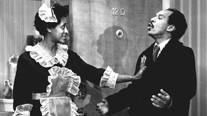 Actress Marla Gibbs (as maid Florence Johnston) and actor Sherman Hemsley (as her boss, George Jefferson), appear in an episode of The Jeffersons.