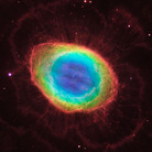 The famous Ring Nebula is shown here in striking detail, in a composite image made from images from NASA's Hubble Space Telescope and infrared data from telescopes on Earth. The famous Ring Nebula is shown here in striking detail, in a composite image made from images from NASA's Hubble Space Telescope and infrared data from telescopes on Earth.