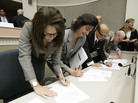 California Citizens Redistricting Commission members sign resolutions certifying the final vote for new legislative and congressional maps at the Capitol in Sacramento in 2011. California Citizens Redistricting Commission members sign resolutions certifying the final vote for new legislative and congressional maps at the Capitol in Sacramento in 2011.