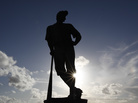 A statue of Casey of the poem Casey at the Bat stands outside Space Coast Stadium in Viera, Fla. A statue of Casey of the poem Casey at the Bat stands outside Space Coast Stadium in Viera, Fla.