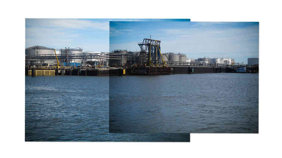 Image composite of the Houston Ship Channel. Image composite of the Houston Ship Channel.