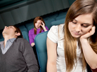 Bored people in a movie theater falling asleep. Bored people in a movie theater falling asleep.