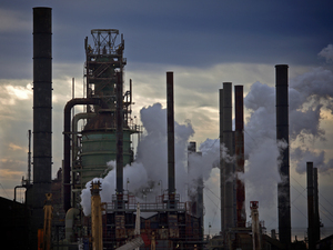 An evening view of the Exxon Mobil oil refinery complex in Baton Rouge, La.