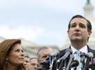 Sen. Ted Cruz, R-Texas, accompanied by Rep. Michele Bachmann, R-Minn., speaks during a news conference with Tea Party leaders on May 16. Bachmann, chairwoman of the Tea Party Caucus, announced this week she won't seek re-election. Meanwhile, Cruz's fortunes continue to soar. Sen. Ted Cruz, R-Texas, accompanied by Rep. Michele Bachmann, R-Minn., speaks during a news conference with Tea Party leaders on May 16. Bachmann, chairwoman of the Tea Party Caucus, announced this week she won't seek re-election. Meanwhile, Cruz's fortunes continue to soar.